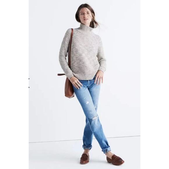 Madewell Raglan Turtleneck Sweater Gray Cotton Blend XXS - Picture 2 of 7